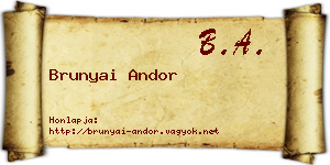 Brunyai Andor névjegykártya